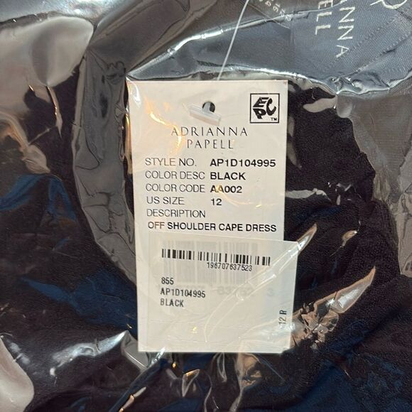 Adrianna Papell Women's Off-The-Shoulder Cape Dress Black size 4 NWT $169 - Picture 4 of 6